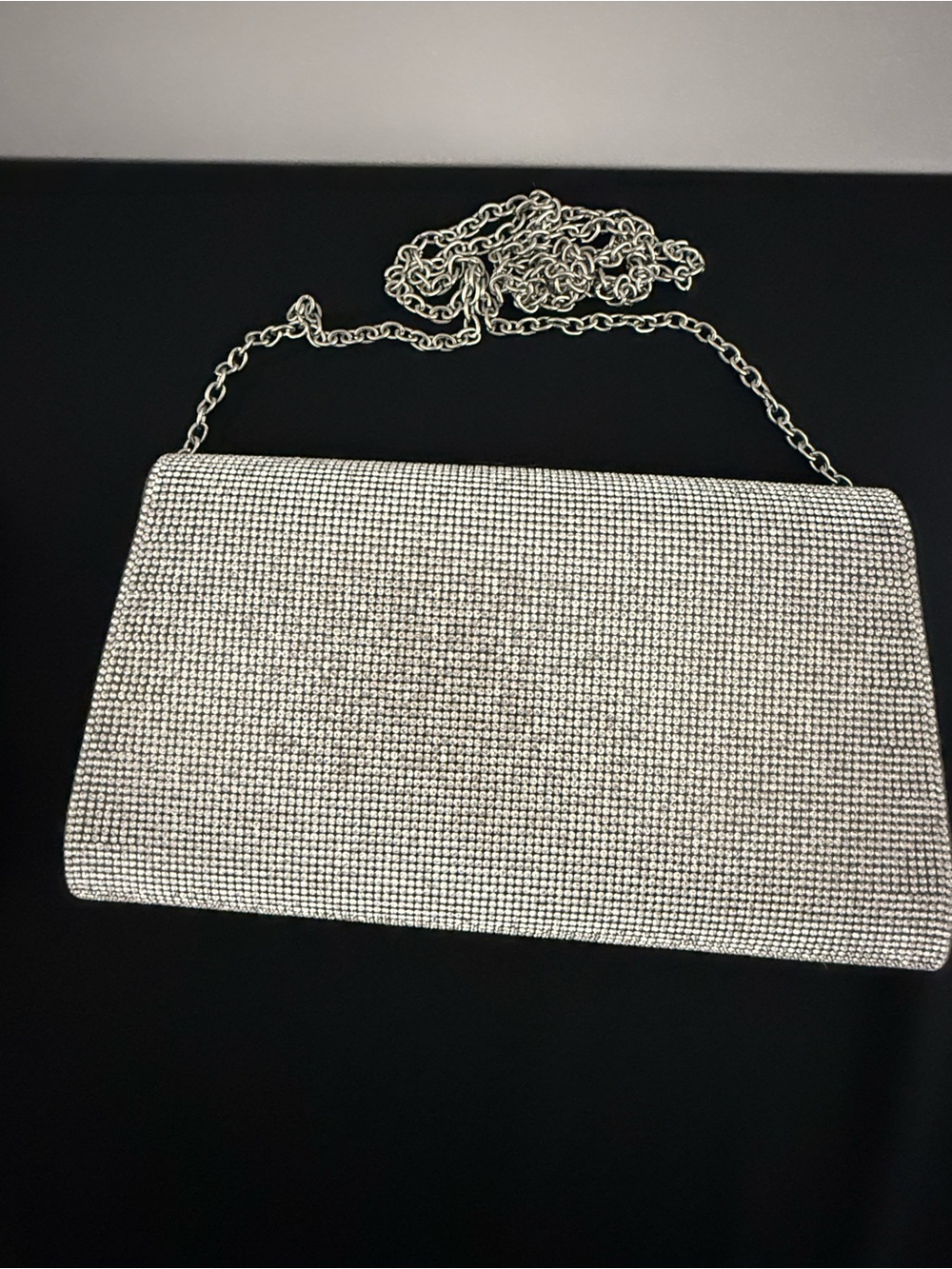 Evening Rhinestone Envelope Clutch Bag - Silver - Picture 3 of 5